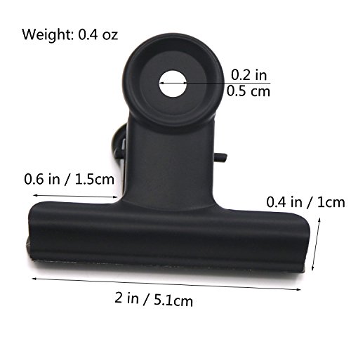 Negro metal Bulldog Binder clips, Coideal 20 paquete de 2 pulgadas de gran bisagra clips de papel abrazaderas para bolsas de alimentos, fotos fotografías, fuente de oficina en el hogar (51mm)