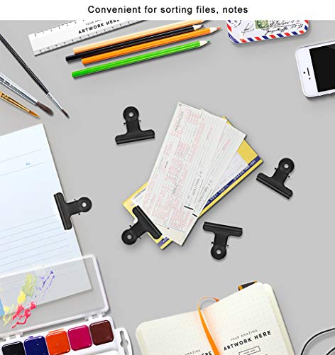 Negro metal Bulldog Binder clips, Coideal 20 paquete de 2 pulgadas de gran bisagra clips de papel abrazaderas para bolsas de alimentos, fotos fotografías, fuente de oficina en el hogar (51mm)