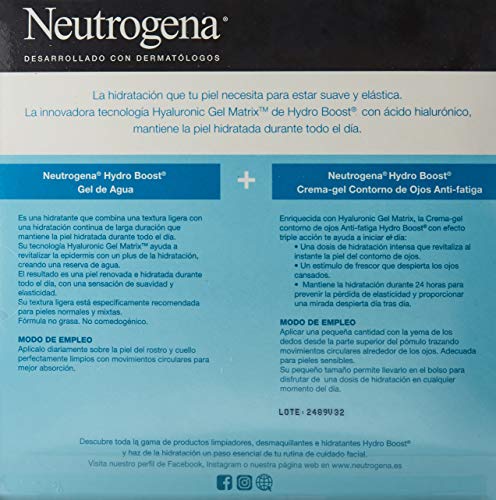 Neutrogena Hydro Boost Pack Hidratación Facial 24 horas, Gel de Agua Hydro Boost 50ml y Contorno de Ojos Anti,Fatiga 15ml