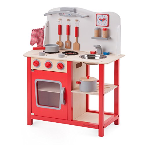 New Classic Toys Toys-11055 Kitchenette - Bon Appetit - Red, Color Rojo (Ref 1055)
