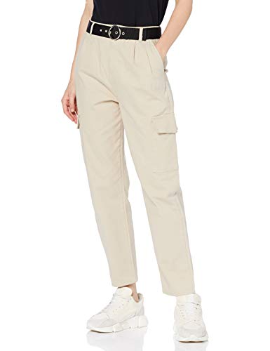 New Look Peter Pleated Pantalones, Blanco (Piedra 16), 44 para Mujer
