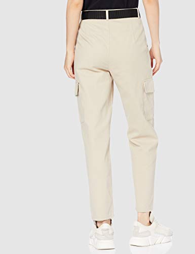New Look Peter Pleated Pantalones, Blanco (Piedra 16), 44 para Mujer