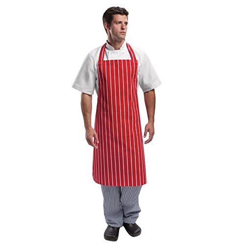 Nextday Catering A532 babero Delantal, tamaño: 28 "X 38, rojo/blanco rayas
