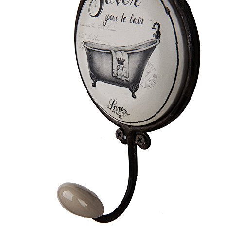 Nikky Home - Gancho de pared para abrigo, toallero para baño, perchero para sombrero de estilo retro vintage con soporte de metal y cerámica de color blanco, A