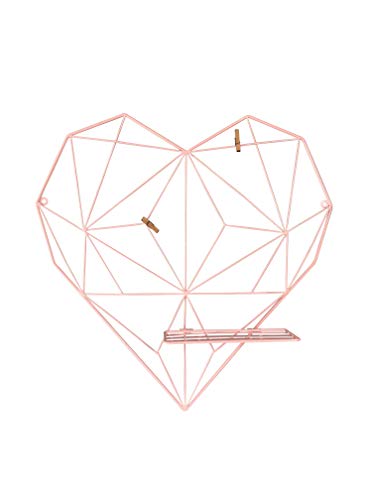 NIKKY HOME Panel de Ins de Rejilla de Pared de Hierro para Pantalla Colgante de Fotos y Organizador de decoración de Pared de Bricolaje, Tablero de Notas en Forma de corazón 50X9.5X50 cm Rosa