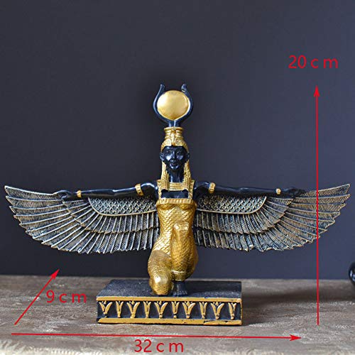 NJXM Estatua De La Escultura del Ojo Moderno Ornamento Estatua Dormitorio Antigua Diosa Egipcia ISIS De Dios Sala De Estar Decoración Adornos Oficina del del Jardín del Regalo Cumpleaños,Oro