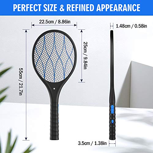 Nobebird Eléctrico Mosquito Mosca Loco Matamoscas Zapper, Raqueta Eléctrica Plagas Insectos Asesino Repelente, USB Recargable, Iluminación LED y Tres Capas de protección de Malla