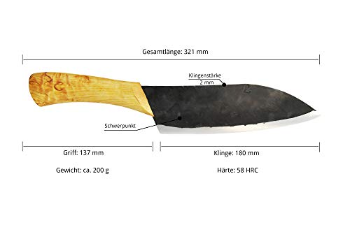 Nord Vankka Pieni Original - Cuchillo de cocina profesional con hoja de acero al carbono (18 cm, forjado a mano)