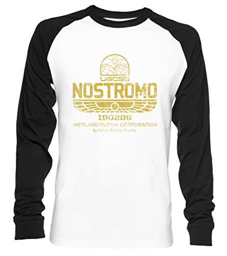 Nostromo - Alien Unisex Camiseta De Béisbol Manga Larga Hombre Mujer Blanca Negra