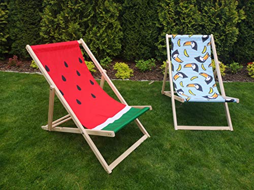 Novamat – Tumbona de jardín de madera, plegable, tumbona para relajarse, silla para la playa, Hojas verdes.