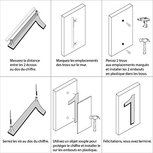 Número de calle, de acero inoxidable, altura 15,5 cm, número de casa, número de puerta de diseño 1