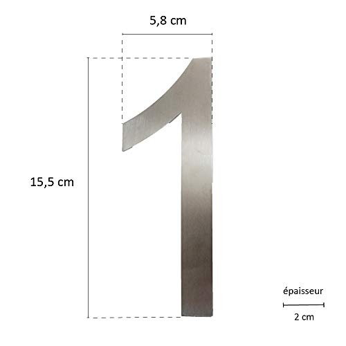 Número de calle, de acero inoxidable, altura 15,5 cm, número de casa, número de puerta de diseño 1