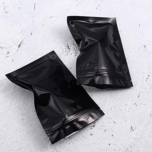 NUOBESTY 100 piezas bolsa de aluminio,resellable bolsa Mylar, Zip Lock Bag, bolsa de almacenamiento de alimentos, 10 x 15 cm, negro