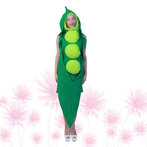 NUOBESTY Adultos Guisantes Disfraz Novedades Frutas Verduras Disfraz Tres Guisantes en Una Vaina Mujeres Hombres Disfraz Fiesta Traje Cosplay Ropa