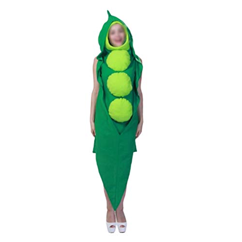 NUOBESTY Adultos Guisantes Disfraz Novedades Frutas Verduras Disfraz Tres Guisantes en Una Vaina Mujeres Hombres Disfraz Fiesta Traje Cosplay Ropa