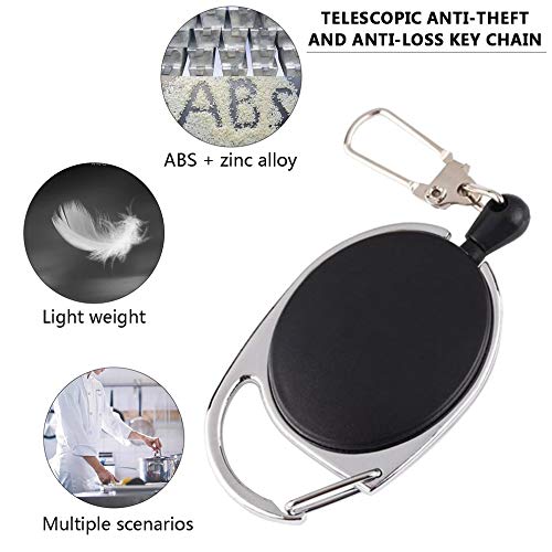 N/V Edc retráctil Badge Reel Clip antirrobo antirrobo antirrobo llavero elástico hebilla colgante llavero colgante llavero telescópico