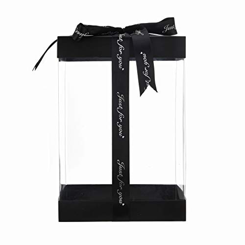NWSX Rose Bear - Rose Teddy Bear en Cada Rose Bear -Flower Bear Aniversario, Madres- ¡Caja de Regalo Transparente incluida! 10 Pulgadas de Alto: más de 300 Flores (10in, Red)
