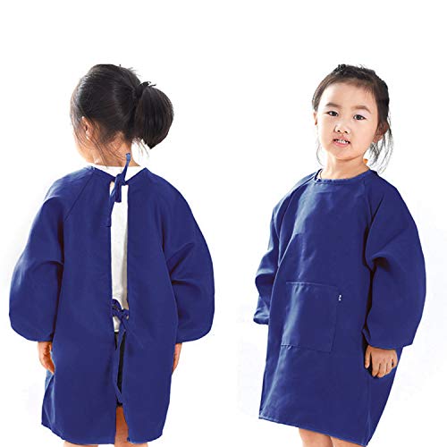 O-Kinee Delantales Infantiles, Delantal para Niña, Delantales de Pintura para Craft Pintura Delantal, Poliéster, 12-16 Años (Azules)