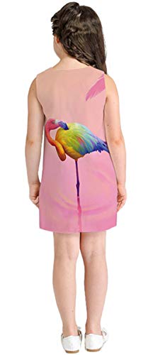 Ocean Plus Niña Verano Casual Vendimia Vestidos Sin Mangas Flamenco Patrón Lindo Impreso Rodilla Larga Gatito Tramo Partido Dress (S (Altura: 135-145 cm), Flamenco de Colores)