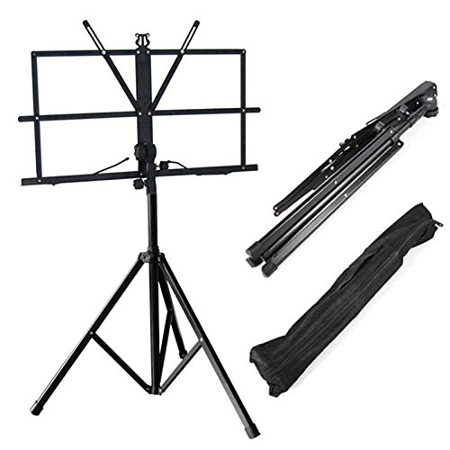 OcioDual Atril Metálico Plegable para Partituras de Música Viajes Desplazamientos Negro Base Soporte Ajustable Regulable Altura
