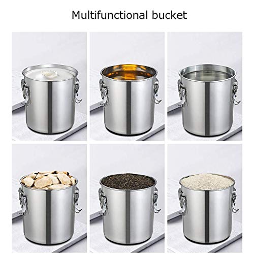 Olla 304 de la categoría alimenticia de acero inoxidable sellado barril espesado de gran capacidad a prueba de fugas, almacenaje del vino Barril de arroz líquido (Color: Plata, Tamaño: 33.5cm * 33cm (