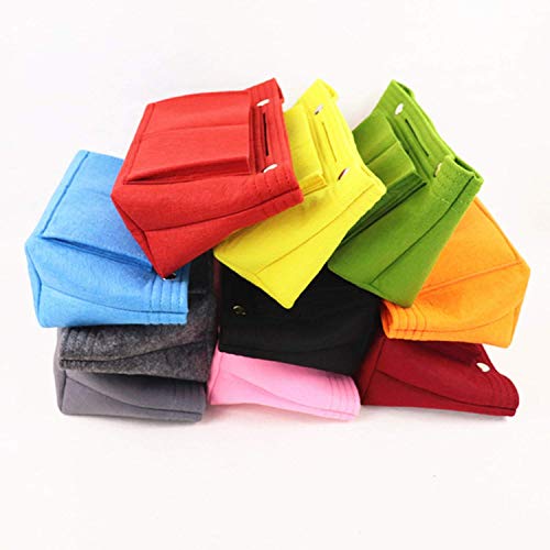 OneCherry Shop 1Pc Felt Fabric Cosmetic Bag Travel Multifunction Handbag Cosmetic Organizer Purse Insert Bag Felt Fabric Storage Pouch Case,Darkgray,Red