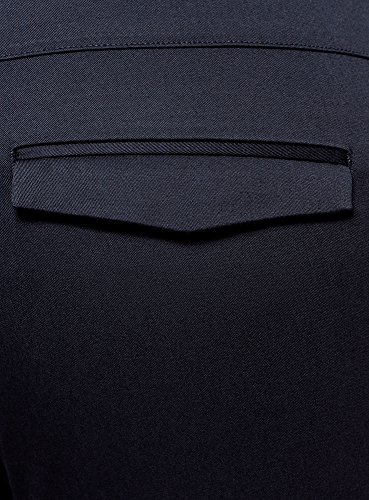 oodji Ultra Hombre Pantalones Slim con Pinzas, Azul, 40