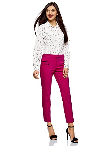 oodji Ultra Mujer Blusa Recta con Bolsillo en el Pecho, Blanco, ES 38 / S