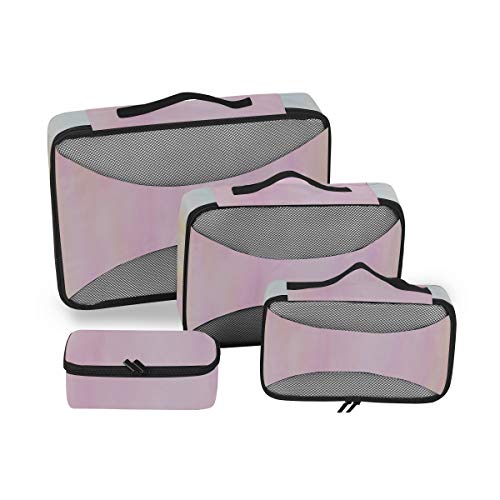 Organizador de Embalaje Bolsas Resumen Sedoso en Rosa y Azul Organizadores en Colores Pastel Cubo de Almacenamiento de Viaje Organizador de Embalaje Organizador de Maleta de 4 Piezas Bolsa de almacen