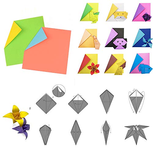 Origami Cuadrado 15x15cm, 240 Origami Bicolor de Doble Cara, Origami Hecho a Mano para Adultos, Papel Decorativo Hecho a Mano, Origami para Proyectos de Manualidades, Tarjetas de Colores