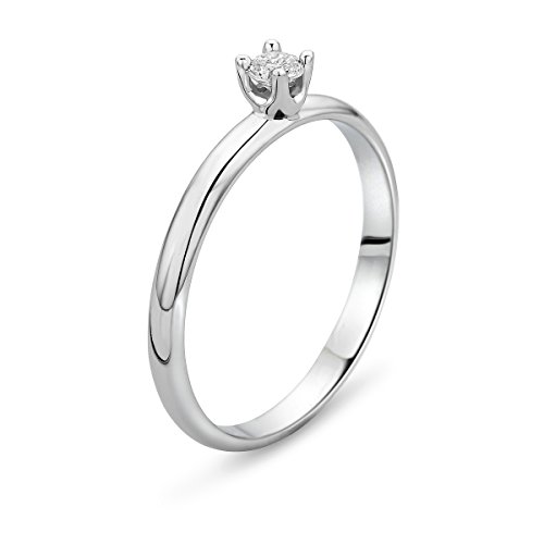 Orovi Anillo Señora Solitario en Oro Blanco con Diamante Talla Brillante 0.10 ct Oro 9 Kt / 375