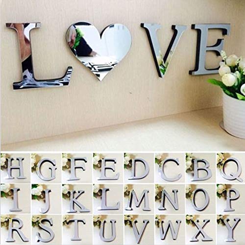 Oulensy 3DWall Pegatinas Espejo de acrílico Etiqueta de la Pared del Alfabeto inglés Las Letras Inicio DecorationPersonality Decoración Especial Love