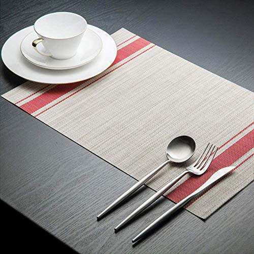 OUME Manteles 6 Piezas Individuales de Mesa Lavable Antimanchas Antideslizante Resistente Al Calor PVC Vinilo Salvamanteles Individuales