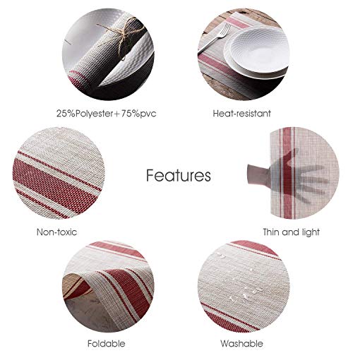 OUME Manteles 6 Piezas Individuales de Mesa Lavable Antimanchas Antideslizante Resistente Al Calor PVC Vinilo Salvamanteles Individuales