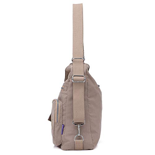 Outreo Mujer Bolsos de Moda Impermeable Mochilas Bolsas de Viaje Bolso Bandolera Sport Messenger Bag Bolsos Mano para Tablet Escolares Nylon (Beige One)