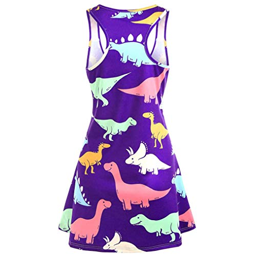 Overdose Vestidos De Las Mujeres Sin Mangas De Las SeñOras Lindo Vestido De Playa Casual Impreso Tanque De La TúNica del Dinosaurio Mini Vestido