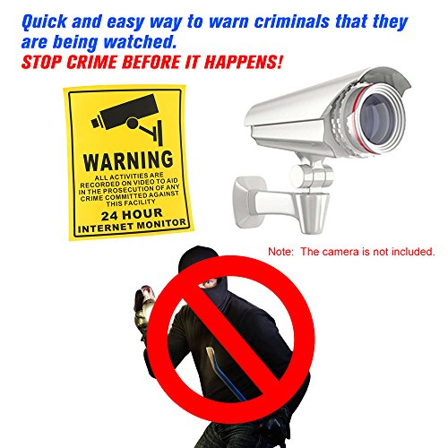 OWSOO 5pcs Cartel Alarma Impermeable PVC CCTV Señales de Seguridad Pegatinas de Advertencia para Monitoreo de Cámara de 24 Horas