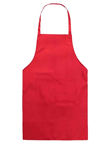 Oyfel Jefes delantal ajustable algodón y lino sin mangas tejido larga adulto niño cocina jardinero uniformes para Restaurant BBQ trabajo restaurante Servicio café 1pcs, Rojo 55 x 52 cm
