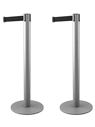 Pack de 2 Postes separadores con Cinta Extensible: Eco Plata - Cinta Negra