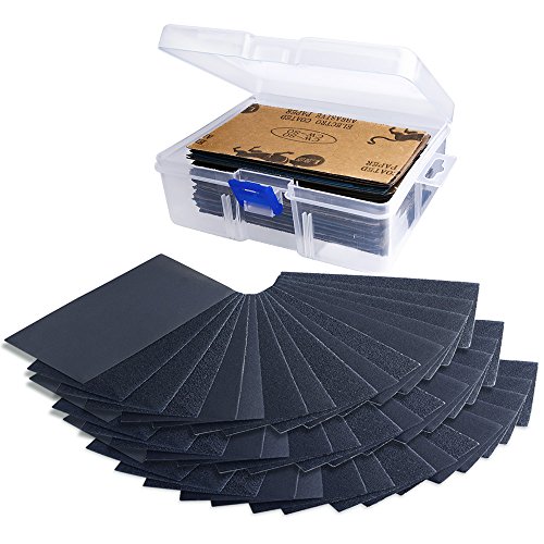 Papel de lija, variedades húmedas y secas, 102 unidades de 60 a 3000 gránulos, 7,6 x 14 cm, hojas de papel abrasivo con caja de regalo, para madera y acabado de muebles.
