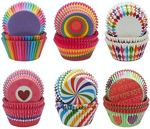 Papel para Cupcakes 600 piezas Papel para Magdalenas Muffins, para Hornear Magdalenas, Fiesta de Bodas, Cumpleaños (6 Estilos)3,2 x 5 x 6,8cm