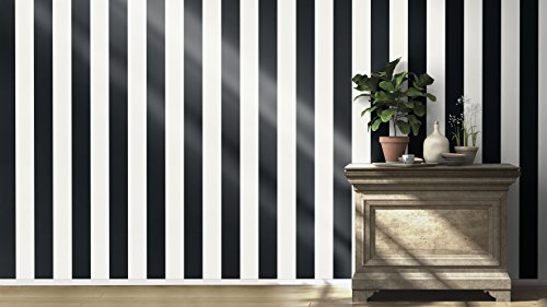 Papel pintado Rasch Paper 286694, diseño"Just Me", de rayas negras y blancas