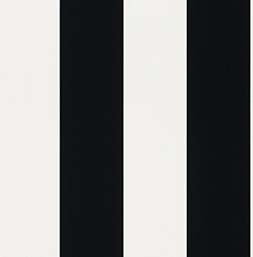 Papel pintado Rasch Paper 286694, diseño"Just Me", de rayas negras y blancas