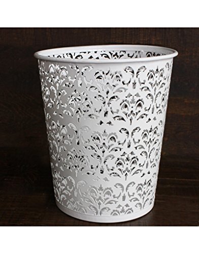 Papelera de Metal Reciclado Redonda. Oficina/Habitación, diseño Original Hogar y más - Blanco