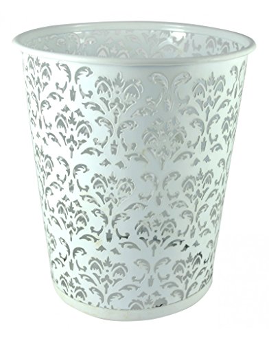 Papelera de Metal Reciclado Redonda. Oficina/Habitación, diseño Original Hogar y más - Blanco