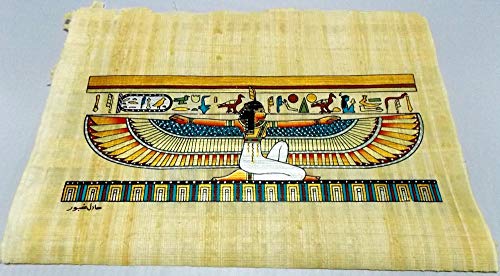 Papiro egipcio Isis M1-15 hecho y pintado a mano de Egipto, medida 35cm X 25cm; Con certificado de autenticidad ; Papiro artesanal de Egipto
