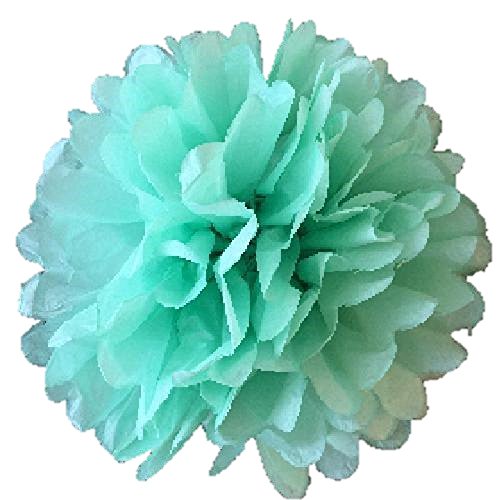 Paquete de 10 pañuelos de papel de tejido de flores de pompones Boda de flores decorada a mano en 2 tamaños de 12"(30 cm) y 14" (35 cm) (Menta Verde, 12" (30 CM))