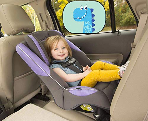 Parasol Coche Bebe Infantil Lateral cortinilla, Accesorio Coche ventanilla Trasera, Cortina Interior Lamina Cubre Sol niño, protección Rayos UV, colocación electrostática Autoadhesivo (DINOSAURIO)