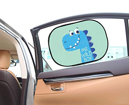 Parasol Coche Bebe Infantil Lateral cortinilla, Accesorio Coche ventanilla Trasera, Cortina Interior Lamina Cubre Sol niño, protección Rayos UV, colocación electrostática Autoadhesivo (DINOSAURIO)