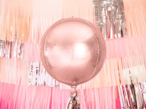 Partydeco - Globo Mylar Foil Redondo Rosa Dorado Metalizado, diámetro 45 cm, Dorado, 40 cm